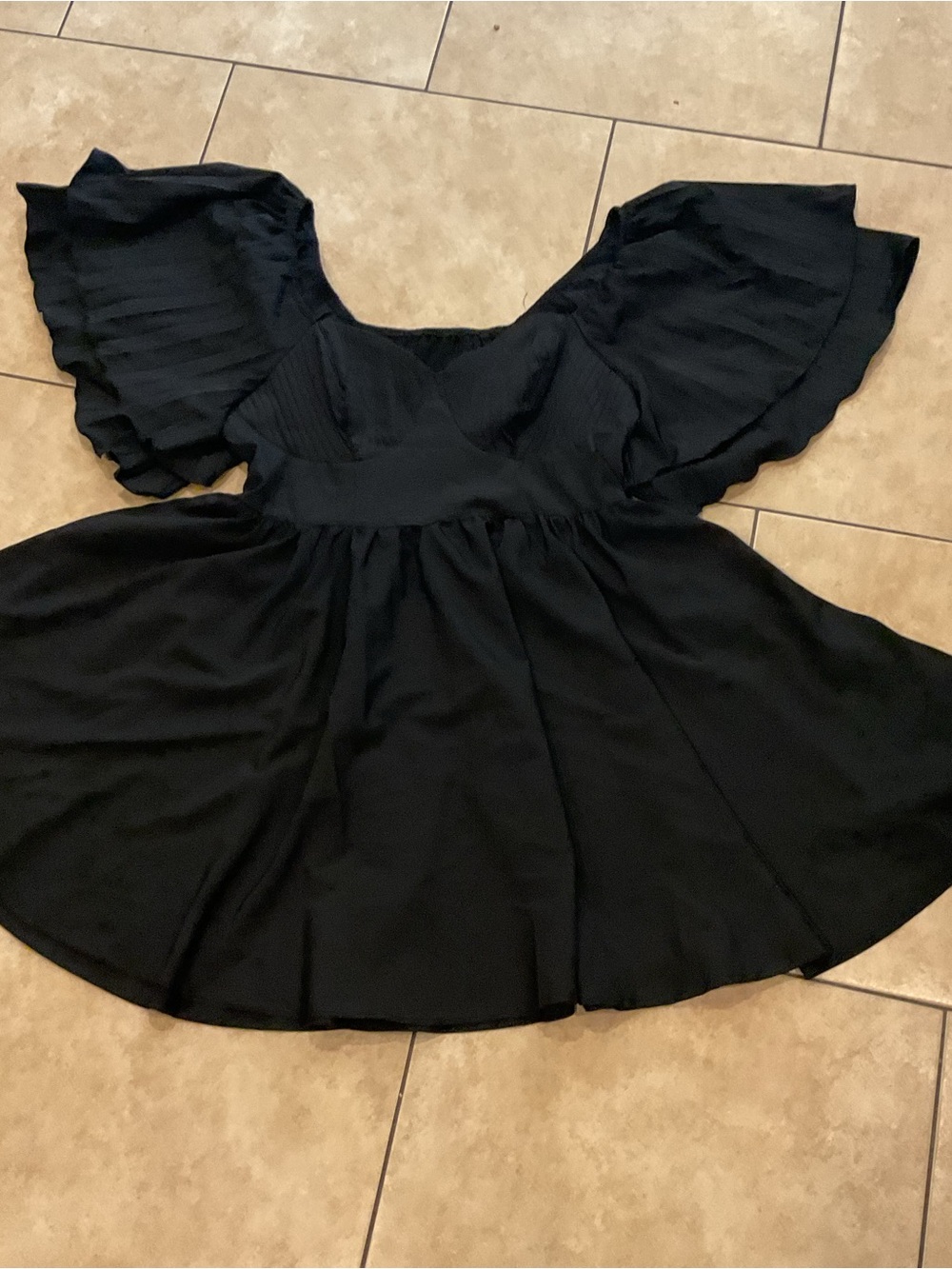 Women’s Plus Size Romantic Black Flutter Sleeve Dress Date Night